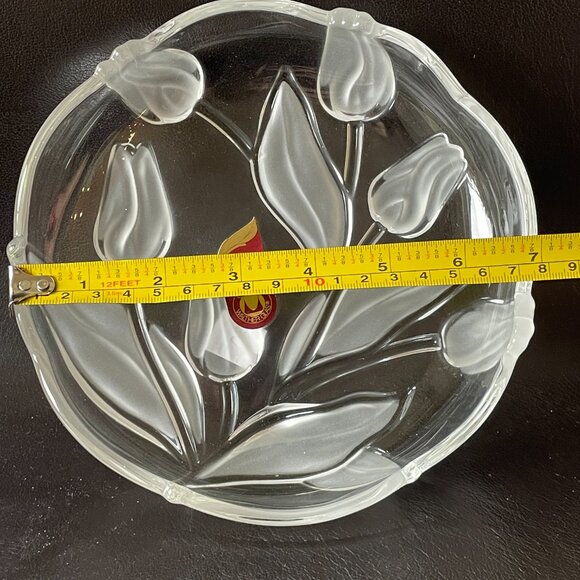 NWT Mikasa Walther Glass 7” Frosted Tulips Etched Glass Bowl-Germany - Picture 5 of 7